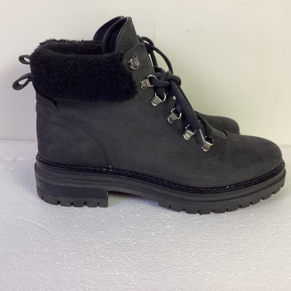 M. Gemi Black Nubuck Ankle Boots with Black Shearling - Size 42 / 10.5